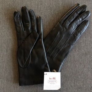 Coach Black Leather Cashmere Lined Gloves
